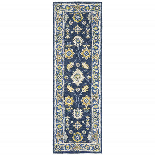 3'x8' Navy and Blue Bohemian Area  Rug