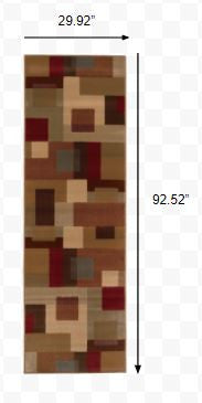 3'x8' Red and Tan Geometric Runner Rug