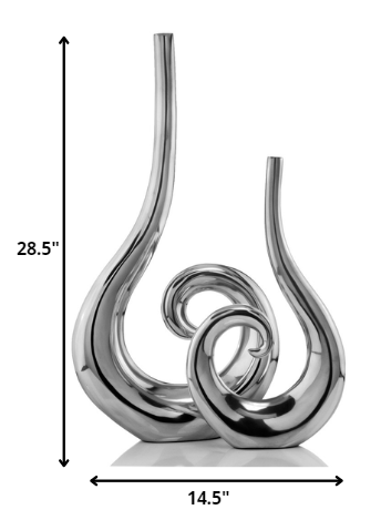 Set of 2 Curl Casting Design Vases in Shiny Buffed Finished