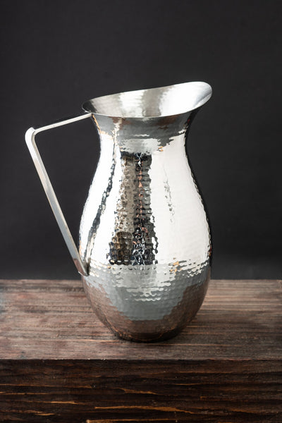 Handcrafted Hammered Stainless Steel Serving Pitcher