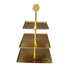 Handcrafted Hammered Gold 3 Tier Square Server
