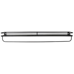 32" Black Rectangular Wall Mounted Iron Shelf with Hanging Bar