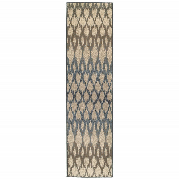 7' Ivory Gray Light to Dark Geometric Indoor Runner Rug