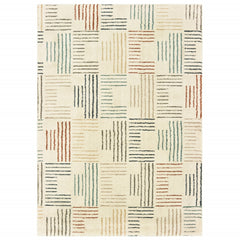 6' x 9' Ivory Multi Neutral Tone Scratch Indoor Area Rug