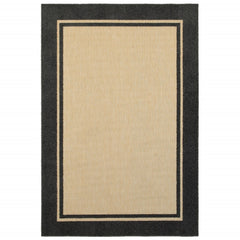 3' x 6' Sand and Black Border Indoor Outdoor Area Rug