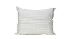 Set of 2 Light Blue and Ivory Horizontal Stripe Lumbar Accent Pillows