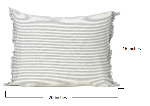 Set of 2 Light Blue and Ivory Horizontal Stripe Lumbar Accent Pillows
