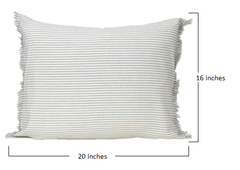 Set of 2 Light Blue and Ivory Horizontal Stripe Lumbar Accent Pillows