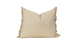 Set of 2 Light Brown and Ivory Horizontal Stripe Lumbar Accent Pillows