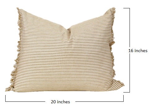Set of 2 Light Brown and Ivory Horizontal Stripe Lumbar Accent Pillows