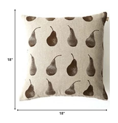 Set of 2 Brown Multi Pears Accent Pillows