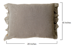 Set of 2 Khaki Tiny Check with Ruffle Lumbar Accent Pillows