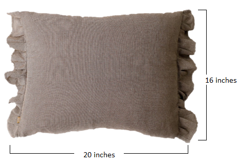 Set of 2 Brown Tiny Check with Ruffle Lumbar Accent Pillows