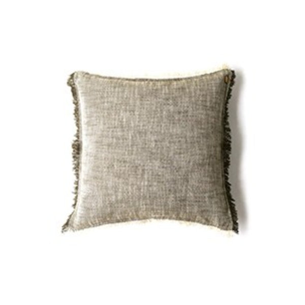 Set of 2 Khaki Green Soft Chambray Accent Pillows