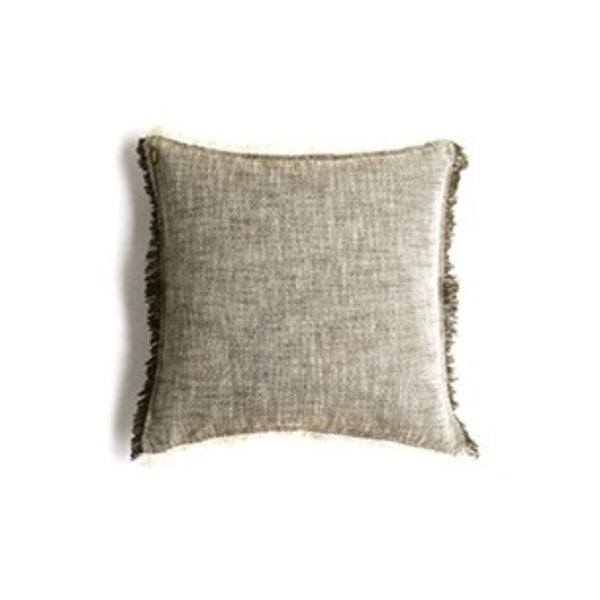 Set of 2 Khaki Green Soft Chambray Accent Pillows