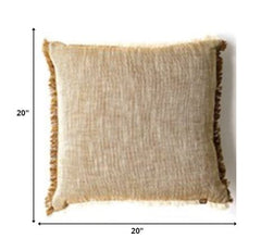 Set of 2 Light Brown Soft Chambray Accent Pillows