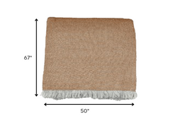 Soft Oatmeal Brown Cotton Chambray Waffle Weave Throw Blanket