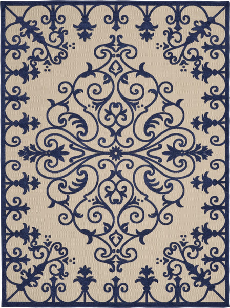 8’ x 11’ Navy Medallion Indoor Outdoor Area Rug