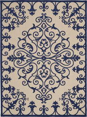 8’ x 11’ Navy Medallion Indoor Outdoor Area Rug