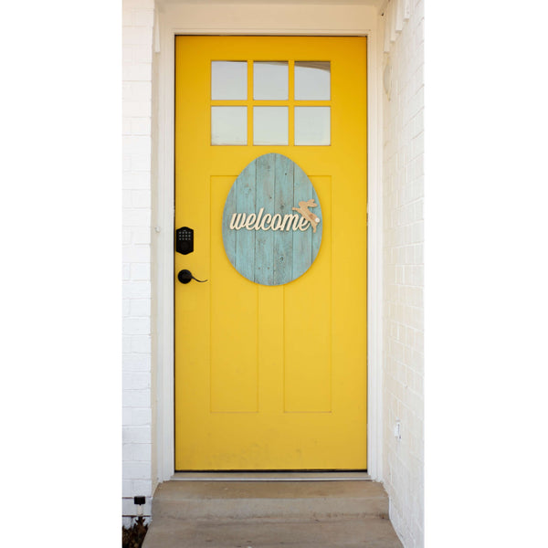 18" Rustic Farmhouse Turquoise Wooden Large Egg