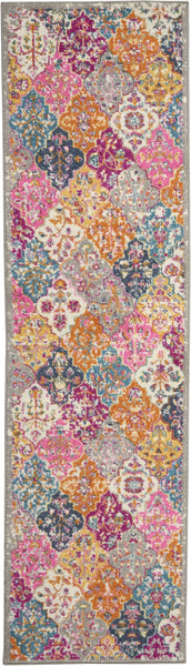 2’ x 6’ Muted Brights Floral Diamond Runner Rug