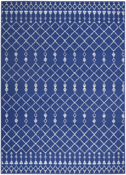 4’ x 6’ Navy Blue and Ivory Berber Pattern Area Rug