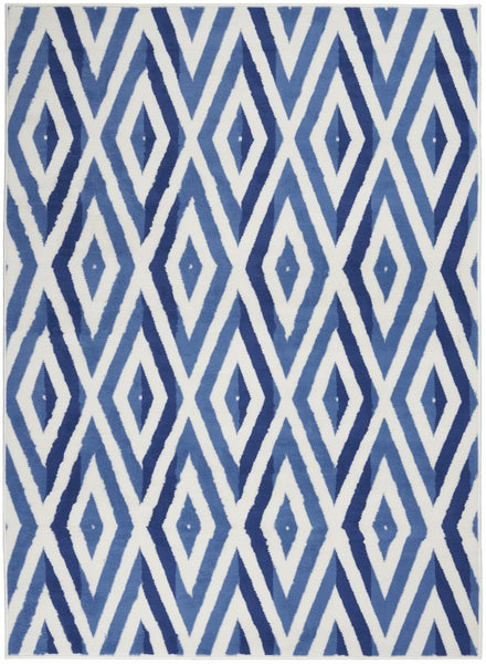 4’ x 6’ Ivory and Blue Diamond Area Rug