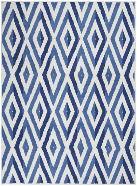 5’ x 7’ Ivory and Blue Diamond Area Rug