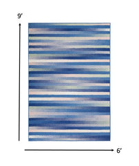 6’ x 9’ Blue and Ivory Halftone Stripe Area Rug
