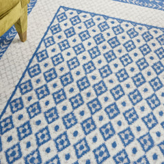 6’ x 9’ Ivory and Blue Geometric Area Rug