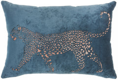 Bold Teal Leopard Lumbar Pillow