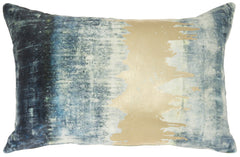 Glamorous Teal Lumbar Pillow with Metallic Gold Accents