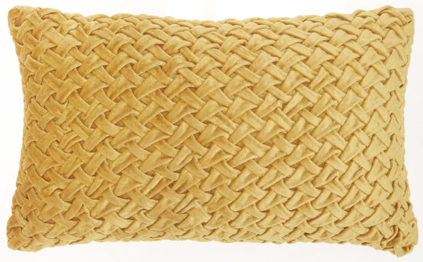 Lush Gold Plait Textured Throw Pillow