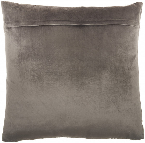 Glam Dark Grey and Gold Accent Throw Pillow with Beaded Details