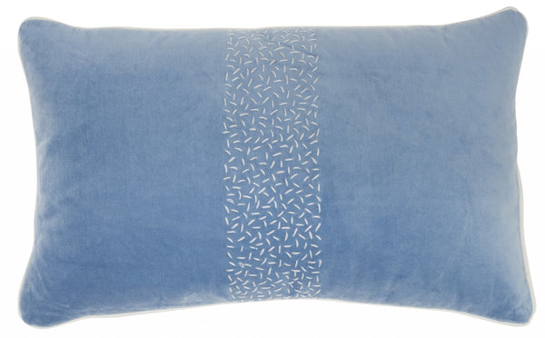 Blue Lumbar Pillow with Center Pattern