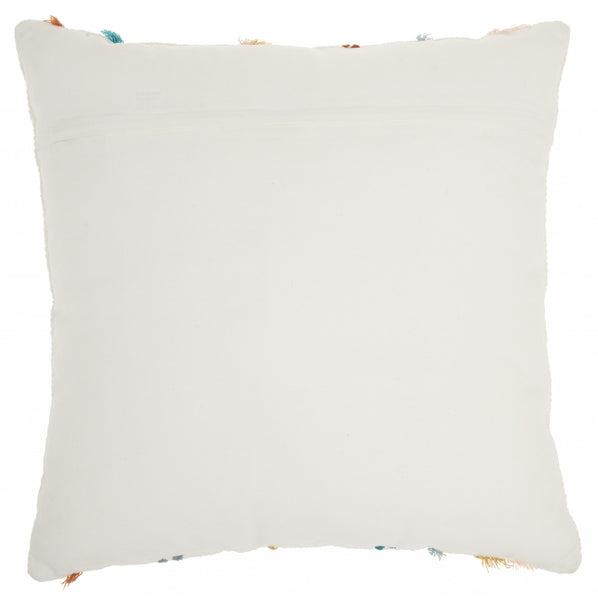 Multicolor Embroidered Stripe Throw Pillow