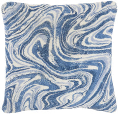 Royal Blue Marbled Patterned Throw Pillow