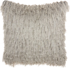 Soft Light Grey Shag Accent Pillow