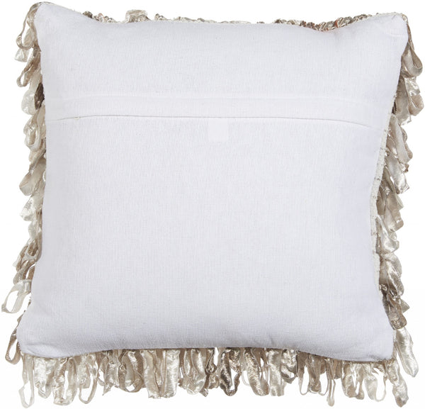 Shiny Taupe Shaggy Throw Pillow