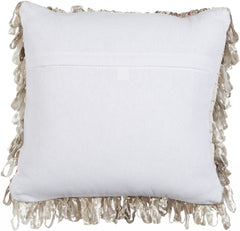 Shiny Taupe Shaggy Throw Pillow