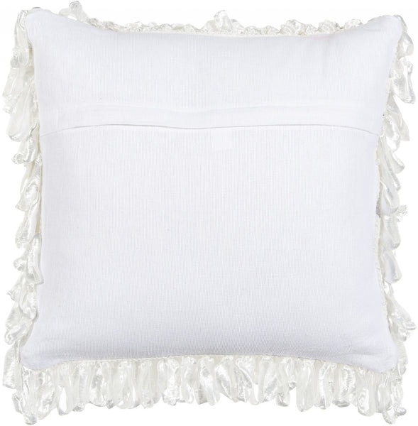 Shiny White Shaggy Throw Pillow