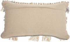 Blue and White Macrame Lumbar Pillow