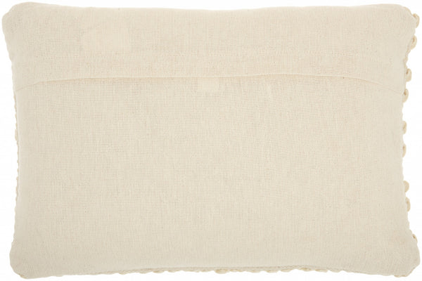 Cream Pom-Pom Detailed Lumbar Pillow