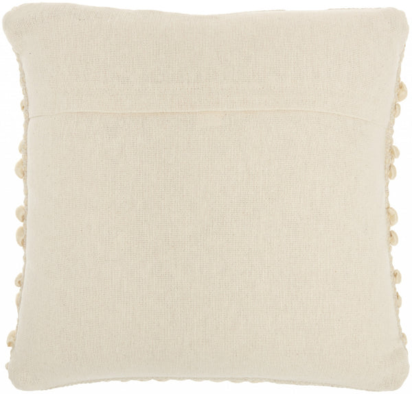 Cream Pom-Pom Detailed Throw Pillow