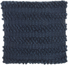 Dark Blue Pom-Pom Detailed Throw Pillow
