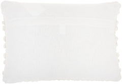 White Pom-Pom Detailed Lumbar Pillow