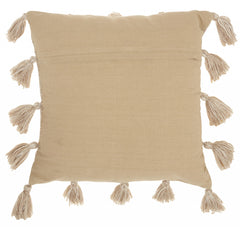 Off White Tasseled Throw Pillow