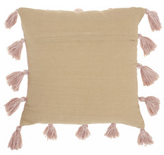 Rose Pink Tasseled Throw Pillow