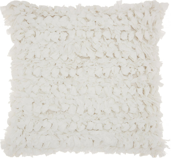 Loose Luscious Shag White Throw Pillow