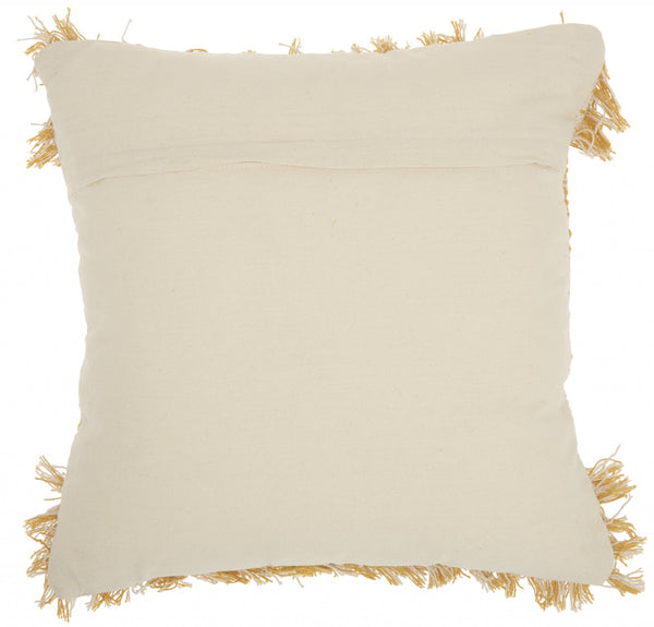 Mustard and Ivory Textured Throw Pillow